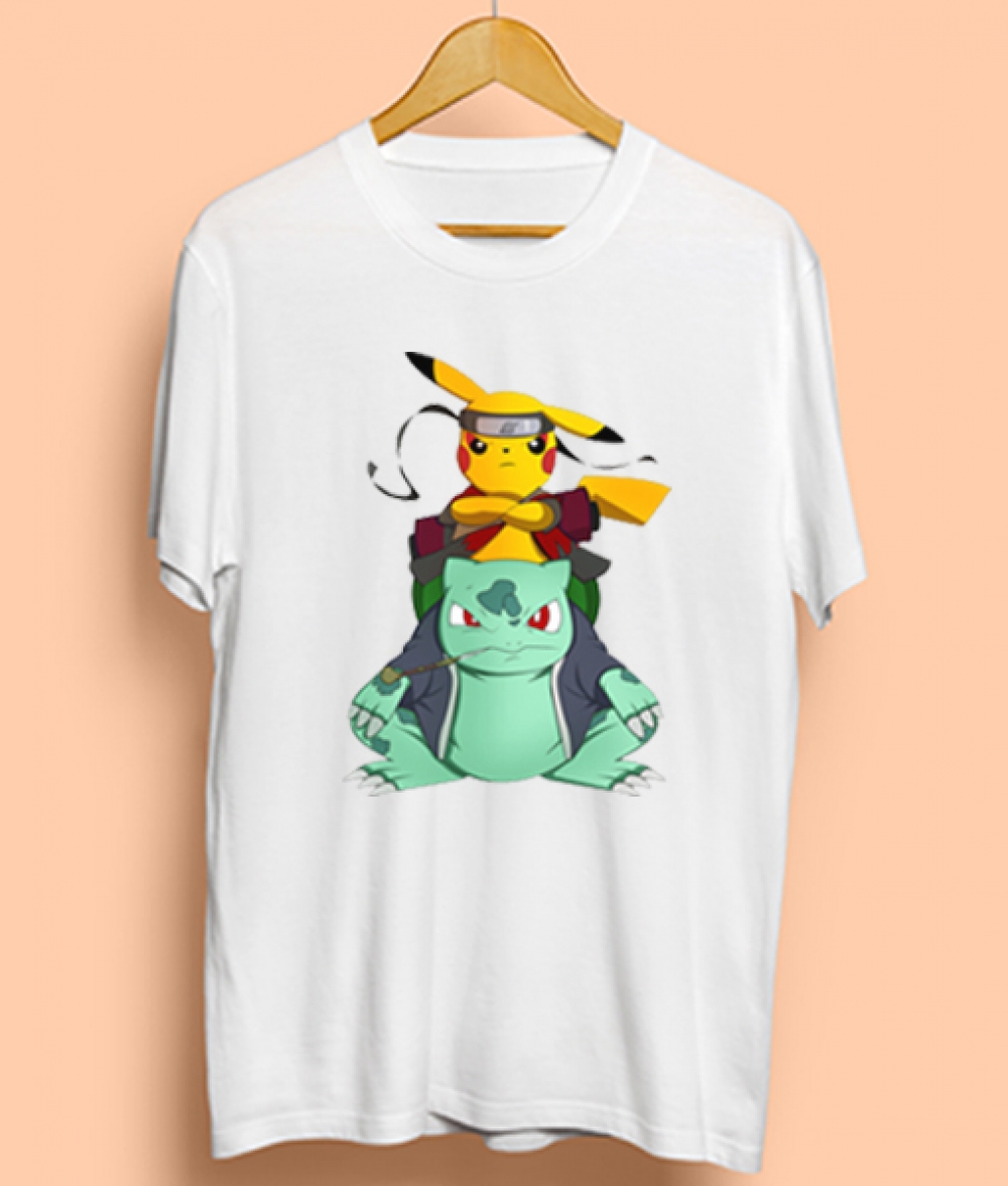 Pikachu Bulbasaur Pokemon Naruto Parody T Shirt