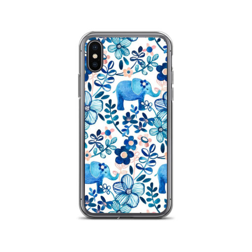 Elephant Floral Watercolor Pattern iPhone Case