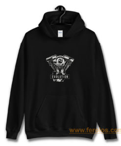 Motorcycle Mens Black Printed with Evolution Engine Hoodie