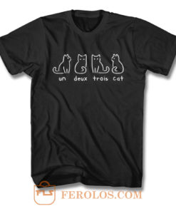 Un deux trois Funny Cat T Shirt