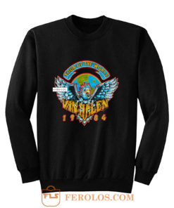 Heavy Cotton Van Halen 1984 World Tour Men Black Concert Sweatshirt