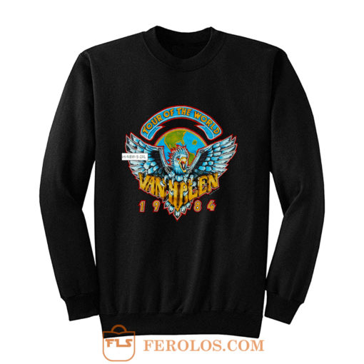 Heavy Cotton Van Halen 1984 World Tour Men Black Concert Sweatshirt