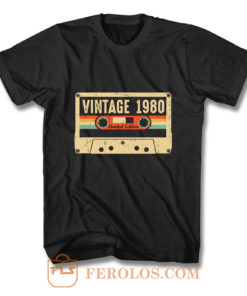 Vintage 1980 Made in 1980 40th birthday Gift Retro Cassette T Shirt