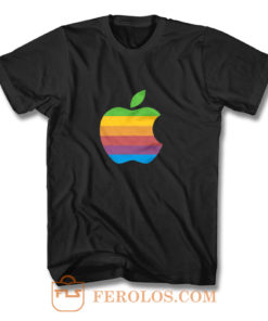 Apple Computer 80s Rainbow Logo T Shirt