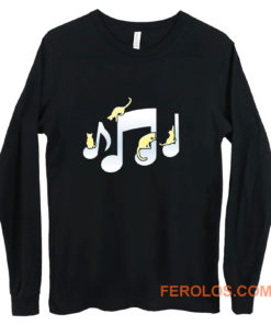 Cats Playing On Musical Notes Long Sleeve