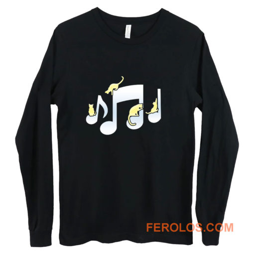 Cats Playing On Musical Notes Long Sleeve