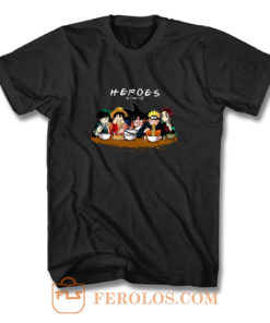 Heroes Anime Manga Goku Luffy Naruto Deku Tanjirou T Shirt