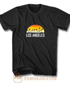 Los Angeles California Sunset And Palm Trees Beach Vacation T Shirt