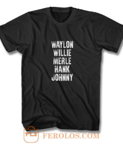 Waylon Jennings Willie Nelson Merle Haggard Johnny Cash Hank Album T Shirt