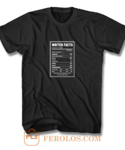 Writer Nutrition Facts T Shirt