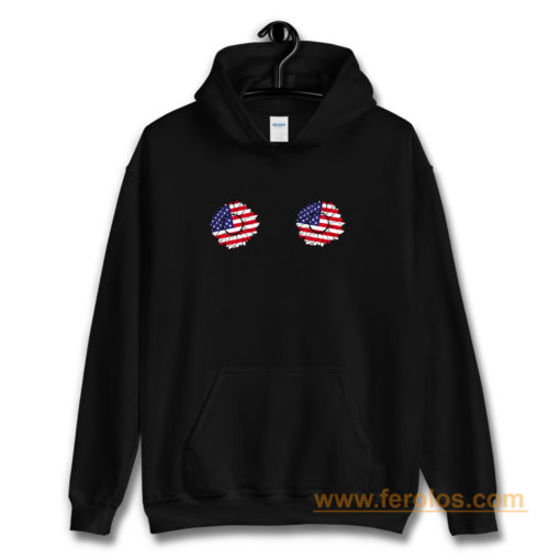 4th of July Sunflower Boobs USA flag Hoodie