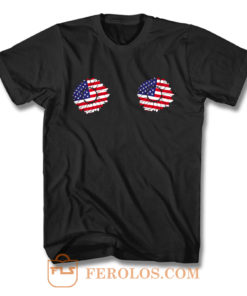 4th of July Sunflower Boobs USA flag T Shirt