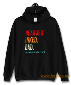 Bearded Inked Dad Like Normal Dad But Badass Vintage Tattoo Dad Hoodie