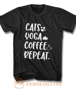 Cats Coffee Caffeine Yoga T Shirt