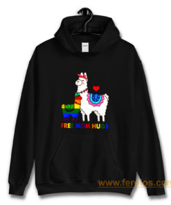 Free Mom Hugs Cute Llama LGBT Support Hoodie