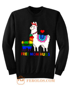 Free Mom Hugs Cute Llama LGBT Support Sweatshirt