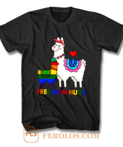 Free Mom Hugs Cute Llama LGBT Support T Shirt