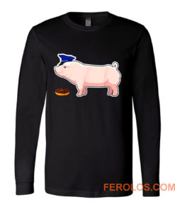 Funny Police Officer Pig Cop and Doughnut Long Sleeve