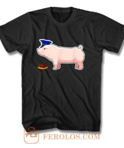 Funny Police Officer Pig Cop and Doughnut T Shirt