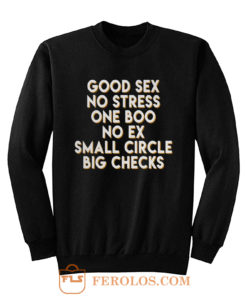 Good Sex No Stress One Boo No Ex Small Circle Big Checks Sweatshirt