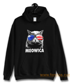 Meowica Cat with Eye Glass America Hoodie