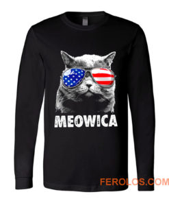 Meowica Cat with Eye Glass America Long Sleeve