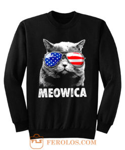 Meowica Cat with Eye Glass America Sweatshirt