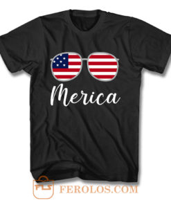 Merica Sunglasses USA Flag T Shirt