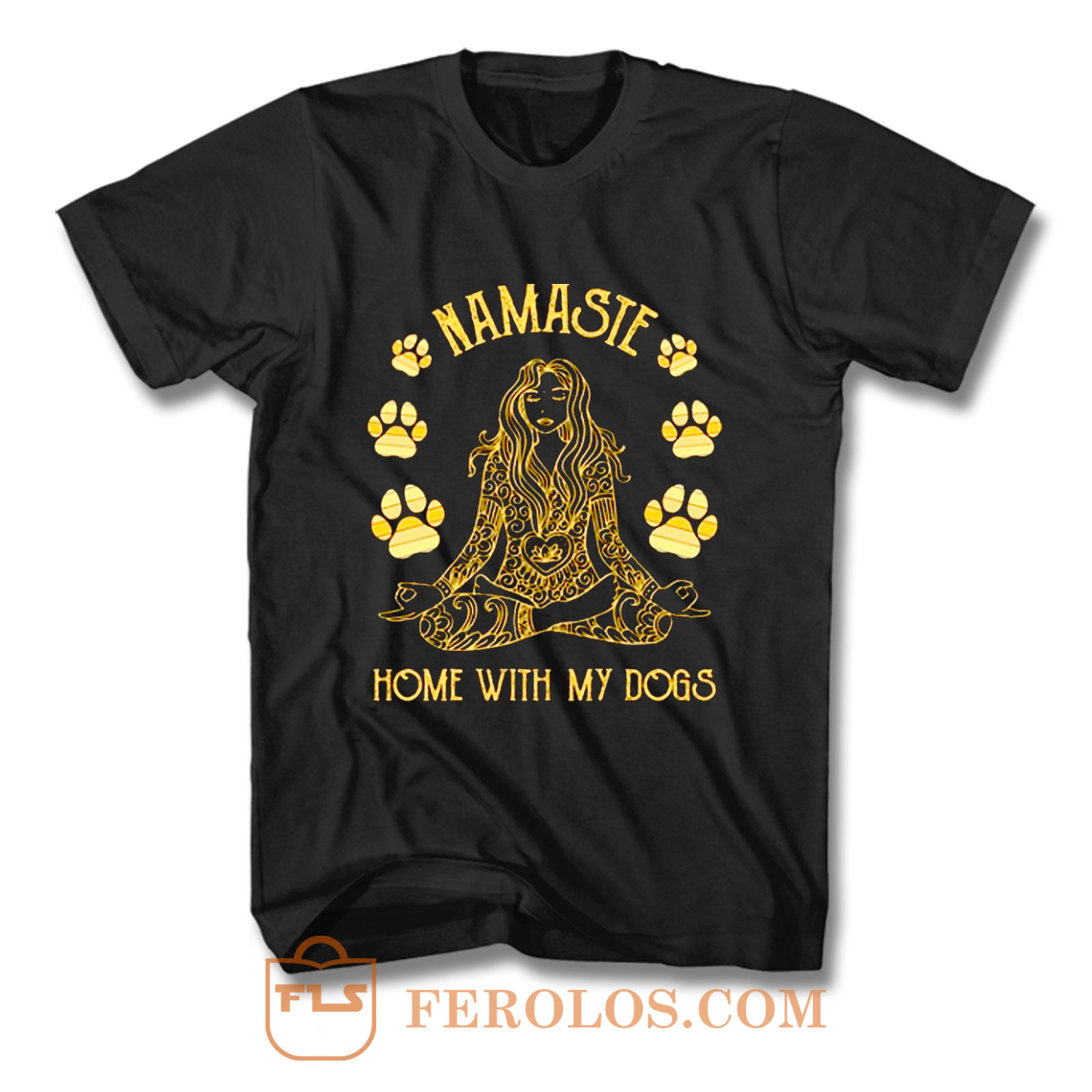 Baleinwalvis rots helaas Namaste Home with My Dog Yoga T Shirt | FEROLOS.COM