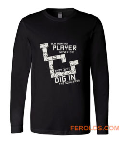 Old Domino Player Dominoes Tiles Puzzler Game Long Sleeve