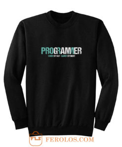 Programming Decipher Program Computer Technician Encoder Gift Programmer Coder By Day Gamer By Night Sweatshirt