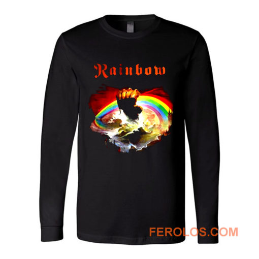 Rainbow Rising Hand Album Clouds Rock Roll Music Heavy Metal Long Sleeve