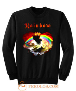 Rainbow Rising Hand Album Clouds Rock Roll Music Heavy Metal Sweatshirt