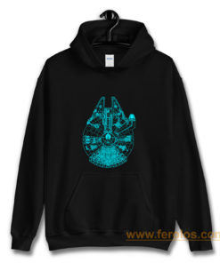 Star Wars Millennium Falcon Blue Outline Hoodie