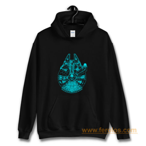 Star Wars Millennium Falcon Blue Outline Hoodie