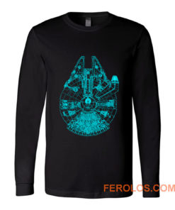 Star Wars Millennium Falcon Blue Outline Long Sleeve