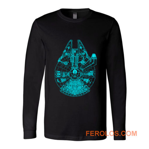 Star Wars Millennium Falcon Blue Outline Long Sleeve