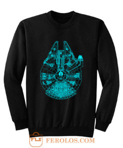 Star Wars Millennium Falcon Blue Outline Sweatshirt