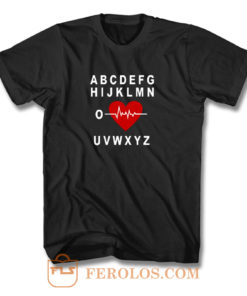 A B C D E F G H Love Heart Heartbeat T Shirt