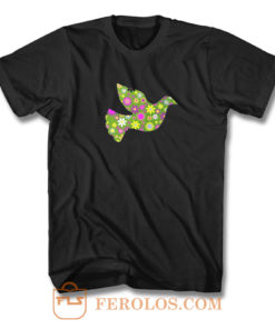 Peace Floral Bird Flower Peace Symbol T Shirt