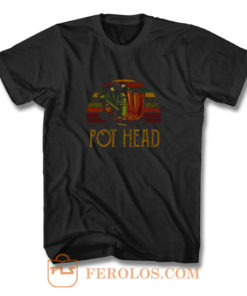 Pot Head Gardening Flowers Vintage Retro Sunset T Shirt