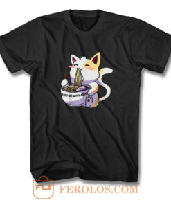 Ramen Cat Shirt Kawaii Anime Japanese Noodle Cat Lovers Funny T Shirt