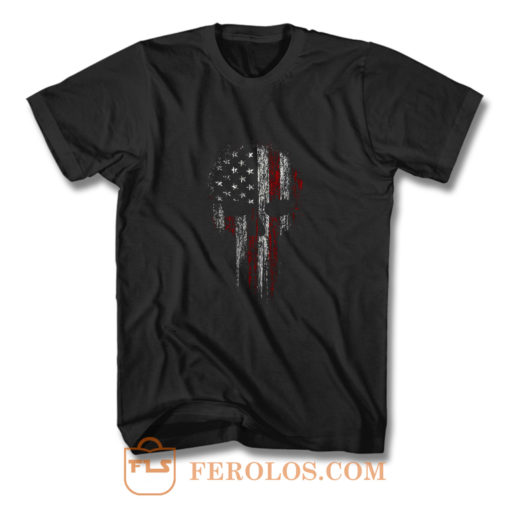 Usa American Military Skull T Shirt