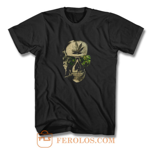 Weed Marijuana Skull Smoking T Shirt