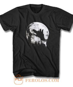 Wolf Shadow Puppet Unique Moon Outdoor Hike Camp T Shirt