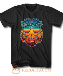 Lion Head Summer Vintage Animal Sunglasses T Shirt