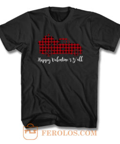 Red Buffalo Plaid Happy Valentines Yall T Shirt
