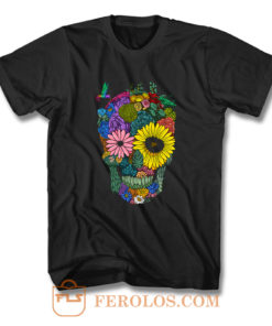 Color Flower Skull T Shirt