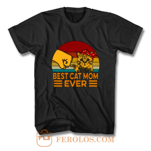 Top Ever Retro Cat Mom T Shirt